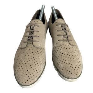 Clarks Sommerset Suede Oxford Shoes Beige Womens Size 10M Loafers Lace Up 15190